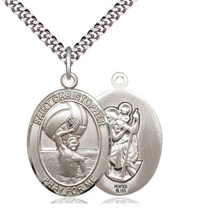 Pewter Saint Christopher Water Polo-Men Medal Catholic Jewelry