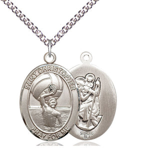 Sterling Silver Saint Christopher Water Polo-Men Medal Catholic Jewelry
