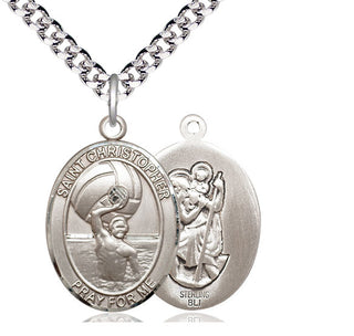 Sterling Silver Saint Christopher Water Polo-Men Medal Catholic Jewelry