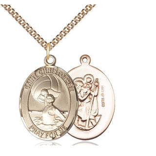 14kt Gold Filled Saint Christopher Water Polo-Women Medal | Large