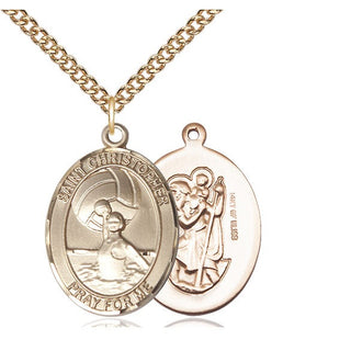 14kt Gold Filled Saint Christopher Water Polo-Women Medal | Large
