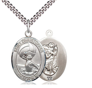 Pewter Saint Christopher Water Polo-Women Medal Catholic Jewelry