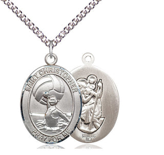 Sterling Silver Saint Christopher Water Polo-Women Medal | Large