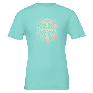 St. Benedict Medal Rose Gold and Sage T-Shirt - view 2