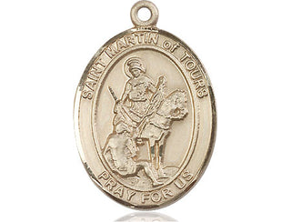 14kt Gold Filled Saint Martin of Tours Medal Engraved Catholic Saint Jewelry