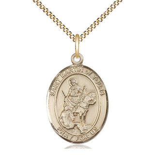 14kt Gold Filled Saint Martin of Tours Medal Catholic Jewelry Engraved Catholic Saint Jewelry