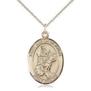 14kt Gold Filled Saint Martin of Tours Medal Catholic Jewelry Engraved Catholic Saint Jewelry