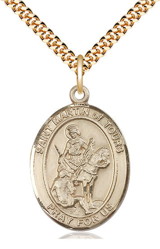 14kt Gold Filled Saint Martin of Tours Medal Catholic Jewelry Engraved Catholic Saint Jewelry