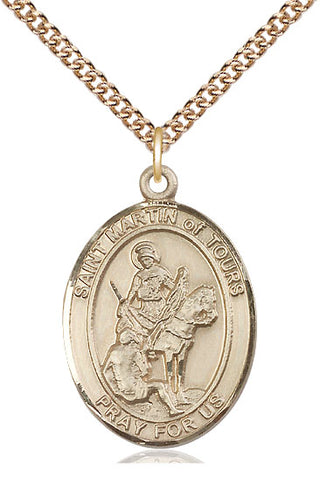 14kt Gold Filled Saint Martin of Tours Medal Catholic Jewelry Engraved Catholic Saint Jewelry