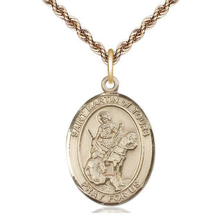 14kt Gold Filled Saint Martin of Tours Medal Catholic Jewelry Engraved Catholic Saint Jewelry