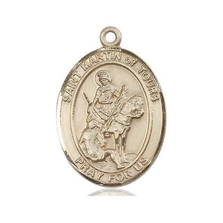 14kt Gold Saint Martin of Tours Medal Engraved Catholic Saint Jewelry
