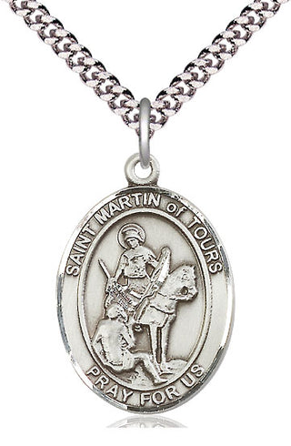 Pewter Saint Martin of Tours Medal Catholic Jewelry Engraved Catholic Saint Jewelry