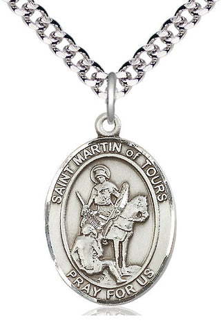 Pewter Saint Martin of Tours Medal Catholic Jewelry Engraved Catholic Saint Jewelry