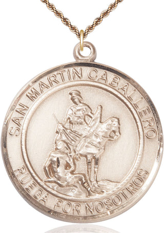 14kt Gold Filled San Martin Caballero Medal Catholic Jewelry Engraved Catholic Saint Jewelry