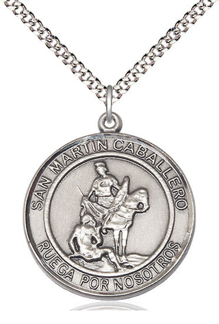 Pewter San Martin Caballero Medal Catholic Jewelry Engraved Catholic Saint Jewelry