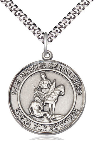 Sterling Silver San Martin Caballero Medal Catholic Jewelry Engraved Catholic Saint Jewelry