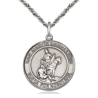 Sterling Silver San Martin Caballero Medal Catholic Jewelry Engraved Catholic Saint Jewelry