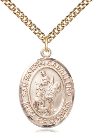 14kt Gold Filled San Martin Caballero Medal Catholic Jewelry Engraved Catholic Saint Jewelry