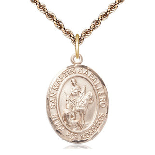 14kt Gold Filled San Martin Caballero Medal Catholic Jewelry Engraved Catholic Saint Jewelry
