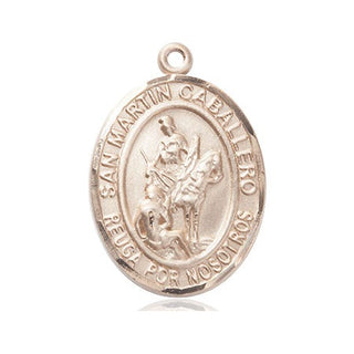 14kt Gold San Martin Caballero Medal Engraved Catholic Saint Jewelry