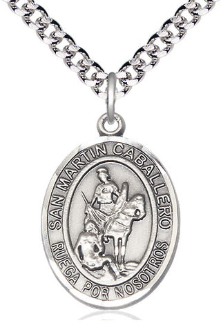Pewter San Martin Caballero Medal Catholic Jewelry Engraved Catholic Saint Jewelry