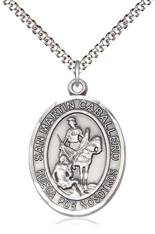 Pewter San Martin Caballero Medal Catholic Jewelry Engraved Catholic Saint Jewelry