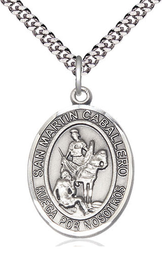 Pewter San Martin Caballero Medal Catholic Jewelry Engraved Catholic Saint Jewelry