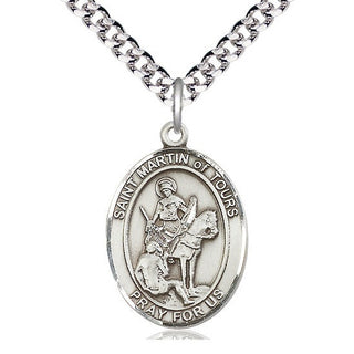 Sterling Silver Saint Martin of Tours Medal Catholic Jewelry Engraved Catholic Saint Jewelry