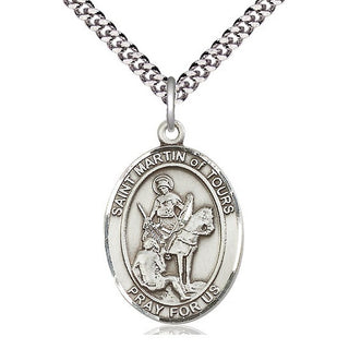 Sterling Silver Saint Martin of Tours Medal Catholic Jewelry Engraved Catholic Saint Jewelry