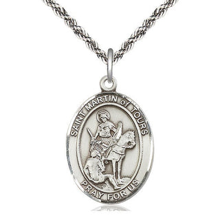Sterling Silver Saint Martin of Tours Medal Catholic Jewelry Engraved Catholic Saint Jewelry