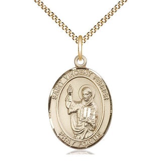 14kt Gold Filled Saint Vincent Ferrer Medal Catholic Jewelry Engraved Catholic Saint Jewelry