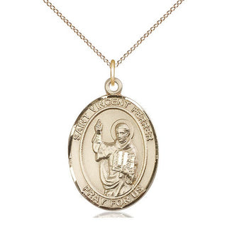 14kt Gold Filled Saint Vincent Ferrer Medal Catholic Jewelry Engraved Catholic Saint Jewelry
