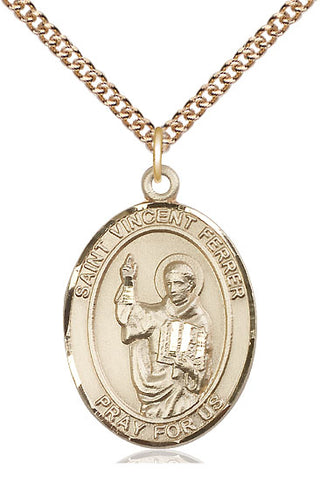 14kt Gold Filled Saint Vincent Ferrer Medal Catholic Jewelry Engraved Catholic Saint Jewelry