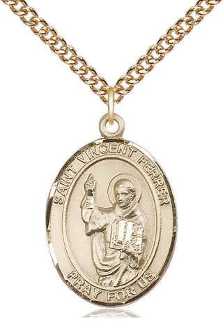 14kt Gold Filled Saint Vincent Ferrer Medal Catholic Jewelry Engraved Catholic Saint Jewelry