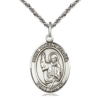 Sterling Silver Saint Vincent Ferrer Medal Catholic Jewelry Engraved Catholic Saint Jewelry