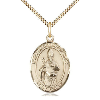 14kt Gold Filled Saint Augustine of Hippo Medal Catholic Jewelry Engraved Catholic Saint Jewelry