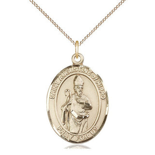 14kt Gold Filled Saint Augustine of Hippo Medal Catholic Jewelry Engraved Catholic Saint Jewelry