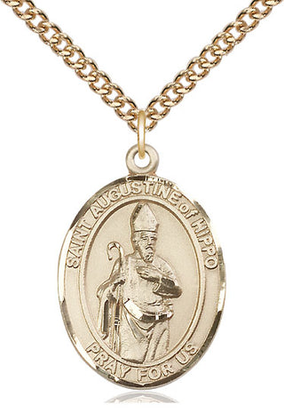 14kt Gold Filled Saint Augustine of Hippo Medal Catholic Jewelry Engraved Catholic Saint Jewelry