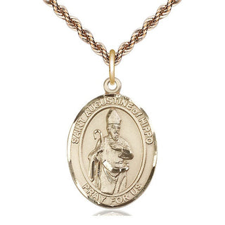 14kt Gold Saint Augustine of Hippo Medal Engraved Catholic Saint Jewelry