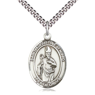 Pewter Saint Augustine of Hippo Medal Catholic Jewelry Engraved Catholic Saint Jewelry