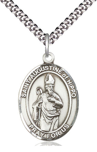 Sterling Silver Saint Augustine of Hippo Medal Catholic Jewelry Engraved Catholic Saint Jewelry