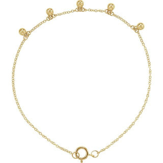 14K Yellow Beaded 5-Station 7" Bracelet 