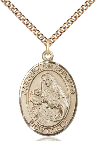 14kt Gold Filled Saint Madonna Del Ghisallo Medal Catholic Jewelry Engraved Catholic Saint Jewelry