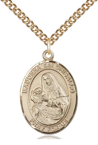 14kt Gold Filled Saint Madonna Del Ghisallo Medal Catholic Jewelry Engraved Catholic Saint Jewelry