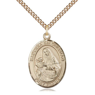 14kt Gold Saint Madonna Del Ghisallo Medal Engraved Catholic Saint Jewelry