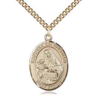 14kt Gold Saint Madonna Del Ghisallo Medal Engraved Catholic Saint Jewelry