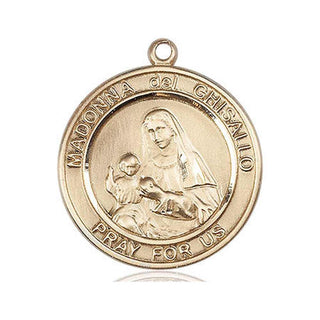 14kt Gold Filled Madonna del Ghisallo Medal Engraved Catholic Saint Jewelry