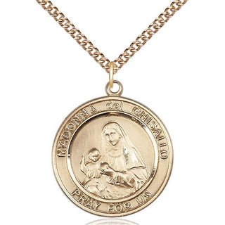 14kt Gold Filled Madonna del Ghisallo Medal Catholic Jewelry Engraved Catholic Saint Jewelry