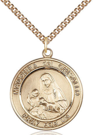 14kt Gold Madonna del Ghisallo Medal Engraved Catholic Saint Jewelry