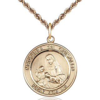 14kt Gold Madonna del Ghisallo Medal Engraved Catholic Saint Jewelry